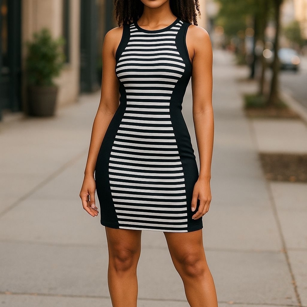 Rolla Coster Black & White Striped Maxi Dress | Size Small | Soft & Stretchy